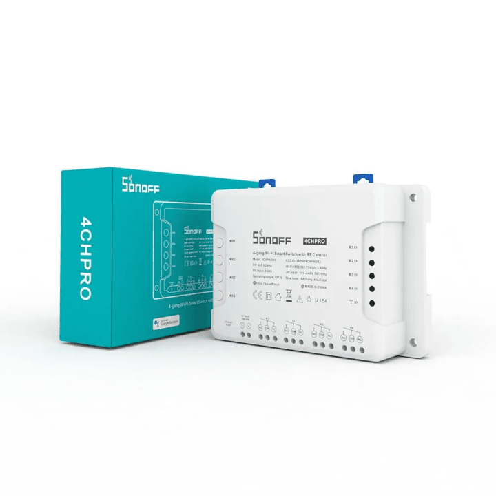 Интеллектуальный релейный переключатель Sonoff 4CH PRO (R3) WiFi + RF с 4 каналами, НО/НЗ и поддержкой сухих контактов