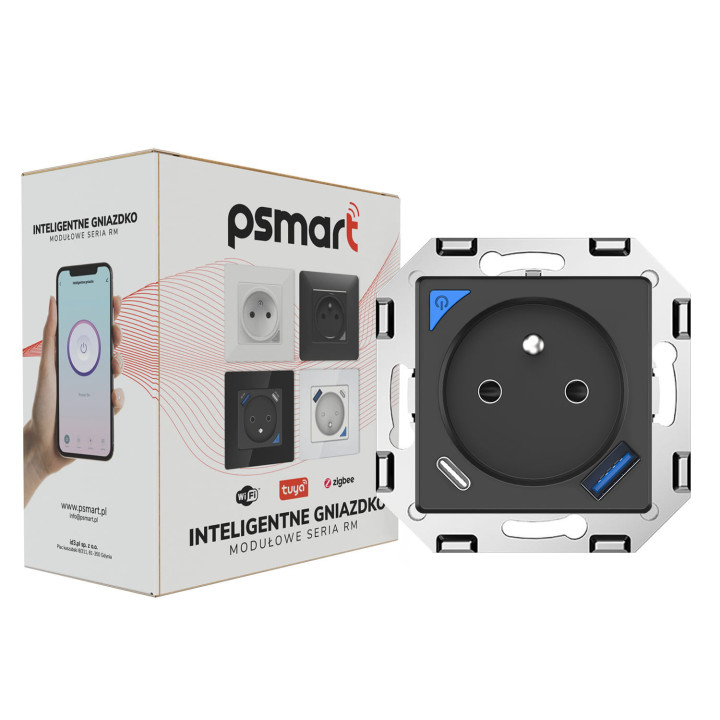Измерительная розетка PSMART USB, черная RM ZigBee TUYA