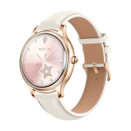 COLMI L28 Gold Smart Watch with Gold Leather Strap