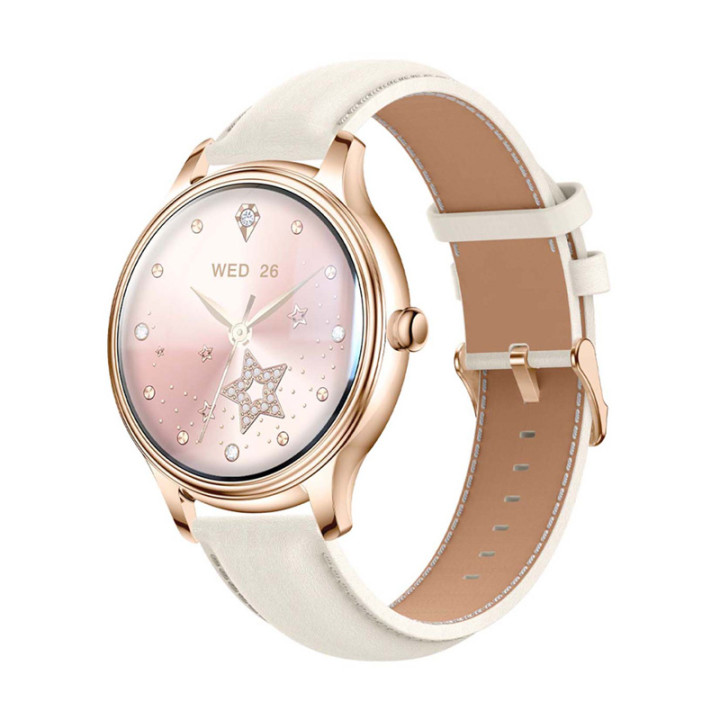 COLMI L28 Gold Smart Watch with Gold Leather Strap