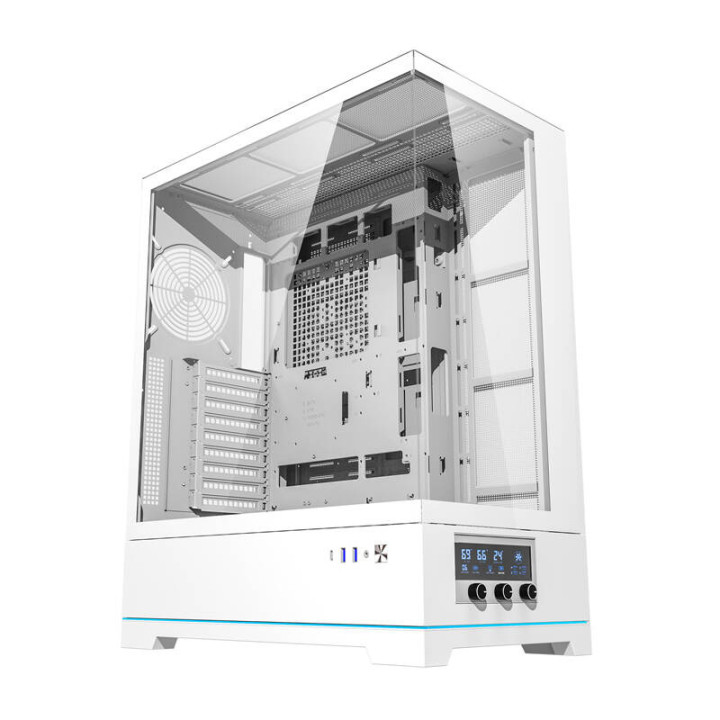 Darkflash DY451L White Big Tower Case - Spacious ATX, Tempered Glass