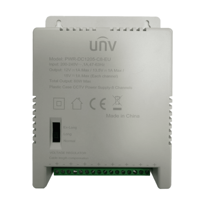 UNIVIEW UV-PWR-DC1205-C8-EU 12В 5А DIN блок питания
