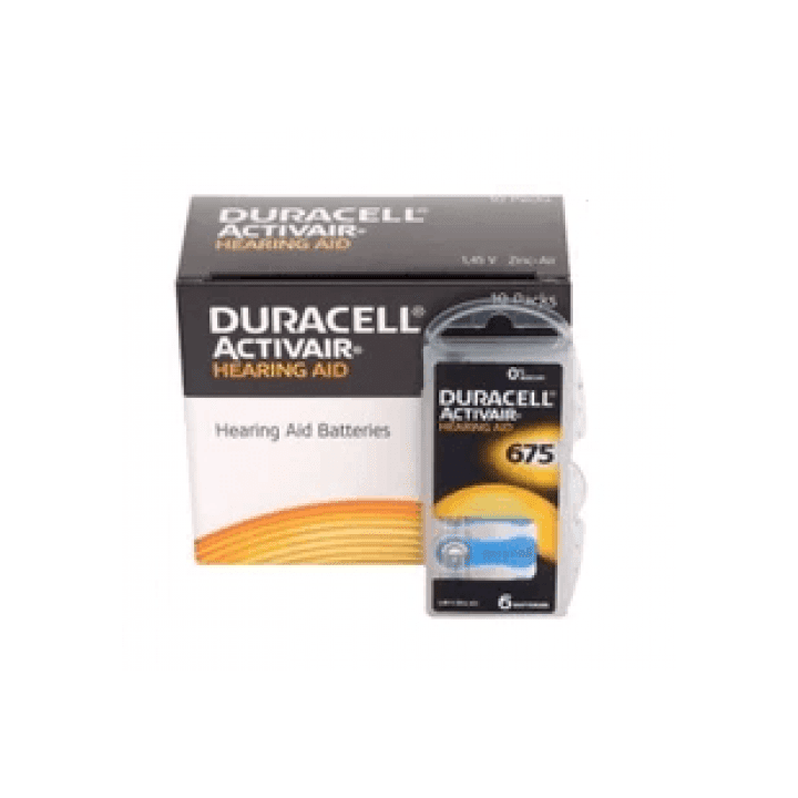 10x komplekts: Duracell Activair 675 PR44 1.4V dzirdes aparāta cinka-gaisa baterijas, ražots Vācijā, 60gab.