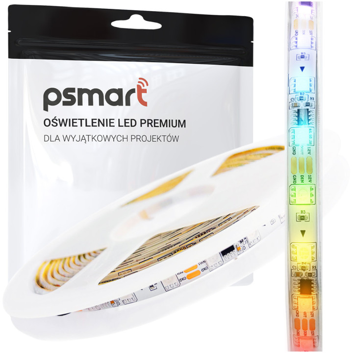 Адресная светодиодная лента PSMART 12В RGBIC WS2811 IP65 10мм 60LED/м 5м