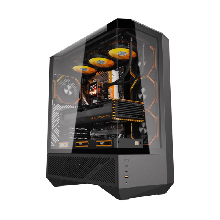 darkFlash DY460 Black Computer Case + 4 ARGB Fans