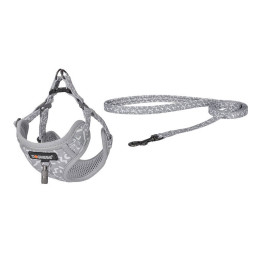 Dogness Walking Set Leash 1.5m + Harness for Dog (Light Grey)