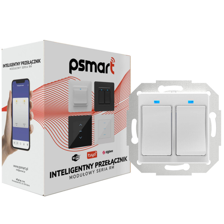 PSMART Выключатель 2 контура пластик RM B WiFi TUYA