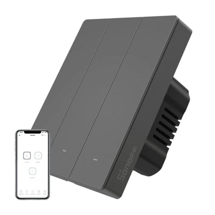 SONOFF M5-3C-80 Smart WiFi Wall Switch (3-Channel, Graphite)