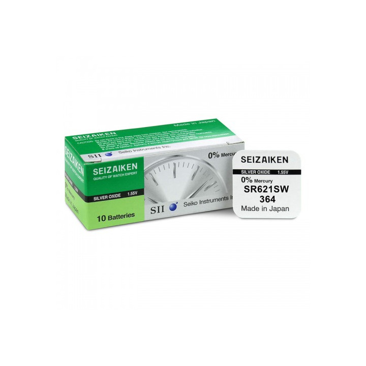 Seizaiken by Seiko 364 SR621SW 1.55V Silver Oxide Watch Battery 621 V364 GP364 SB-AG 280-34 280-74 CX60 164 602 SR621W SR60 D364