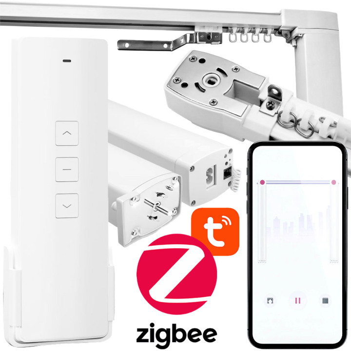 Elektriskais aizkaru stanga 4,2m aizkaru motors ar tālvadības pulti + TUYA ZigBee piederumi
