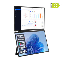 ZEUSLAP Z14W pārnēsājams monitors ar 14 collu divu pieskārienu ekrānu