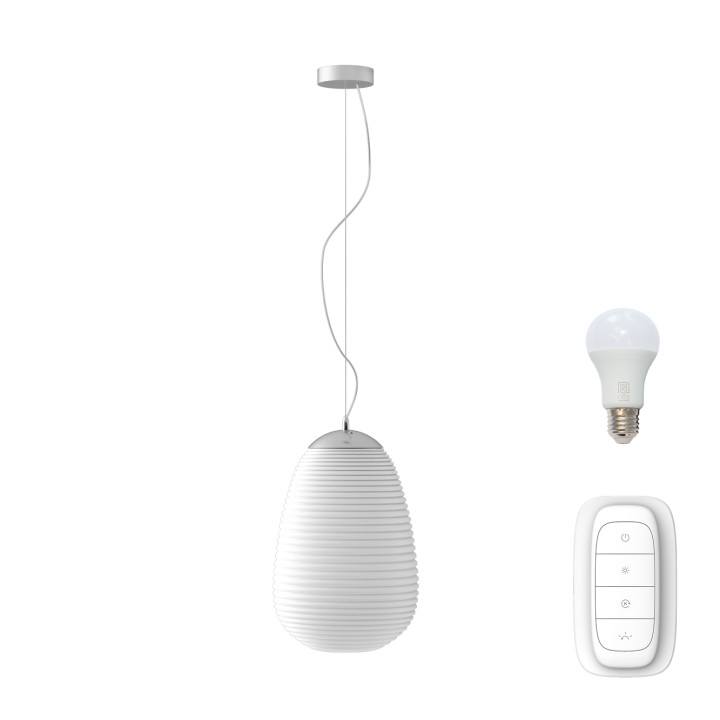 Immax NEO COCONO piekaramā lustra balts stikls 24x34cm, ieskaitot viedo avotu E27 RGBW Zigbee 3.0