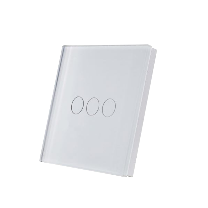 SmartWise wall switch glass touch front panel, white, 3-button
