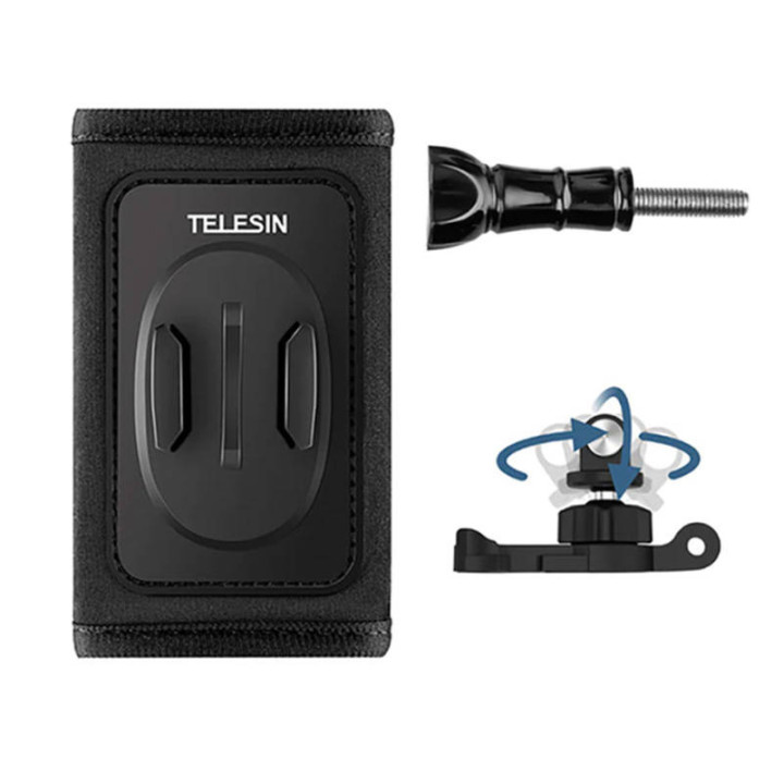Telesin Backpack Strap Mount with 360° J-Hook for GoPro/Osmo Action (GP-BPM-005)