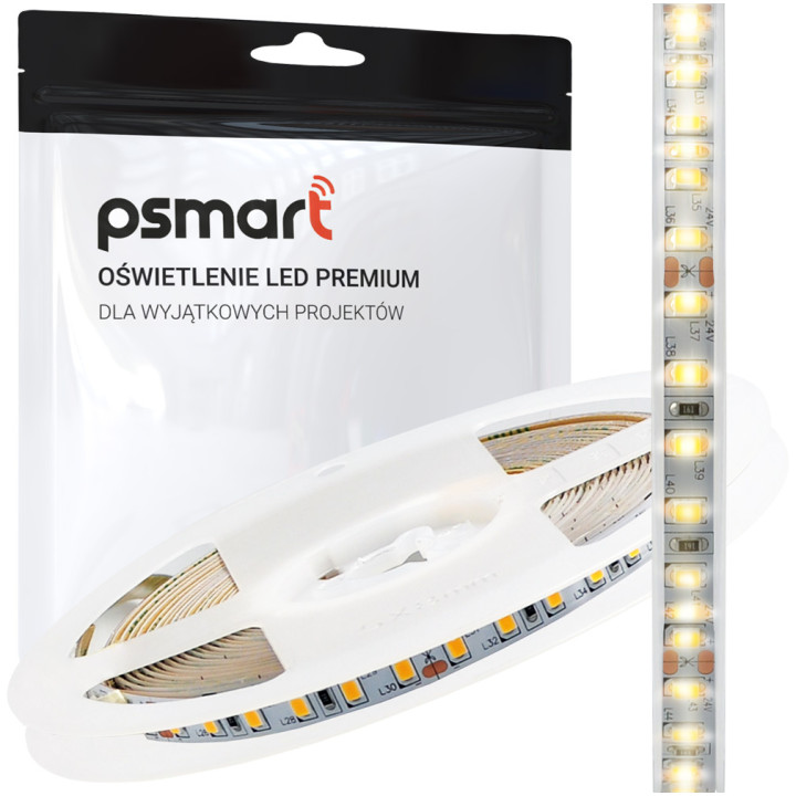 PSMART Taśma LED 24V WW 3000K 2835 IP20 8 мм 120 светодиодов/м 5 м