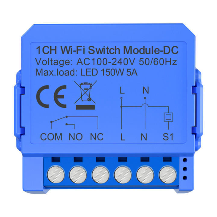 1-kanaliline WiFi lüliti moodul pingevaba kontaktiga Avatto WSM16-DC32V-1
