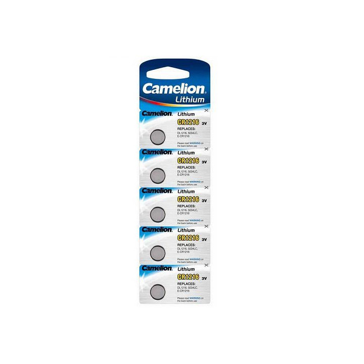 Camelion CR1216 / DL1216 / 5034LC / E-CR1216 3V lithium electronics battery, 5 pc.