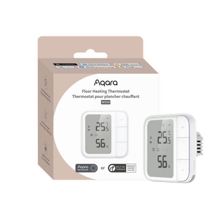 Aqara UT-A01D W500 умный термостат для теплого пола – Zigbee/Thread, Wi-Fi, Matter, 16А, белый