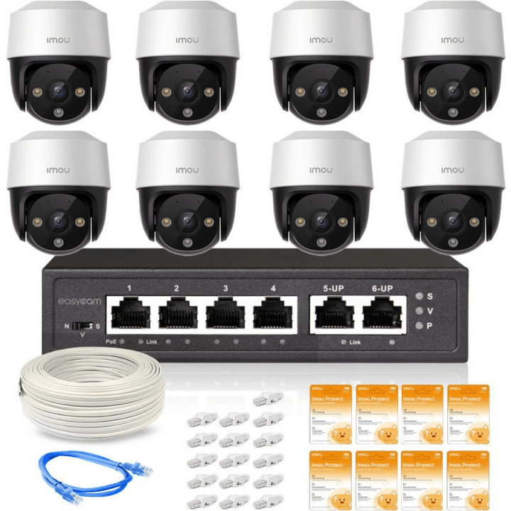 Aštuonių Imou Cruiser 4MP POE IP kamerų rinkinys su Imou Protect Basic debesies paslauga