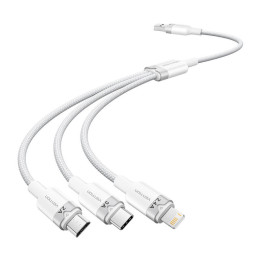 USB 2.0 A līdz 3in1 3A kabelis Vention CTPWG 1.5M (balts)