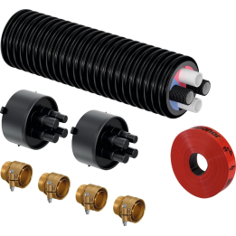 ECOFLEX Thermo Twin HP soojuspumba ühenduskomplekt eelisoleeritud toru 2x32x2,9 2x32x3,5 140 L 12m 2 kummiotsad 4 Wipex kinnitus