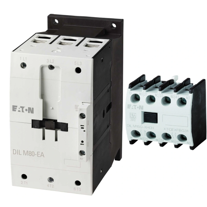 Контактор Eaton 55 кВт/400 В, управление 230 В переменного тока DILM115-EA + модуль вспомогательных контактов 2НО 2НЗ DILM150-XH