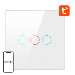 Älykäs valokytkin ZigBee Avatto LZTS02-EU-W3 3 Way No Neutral TUYA (valkoinen)