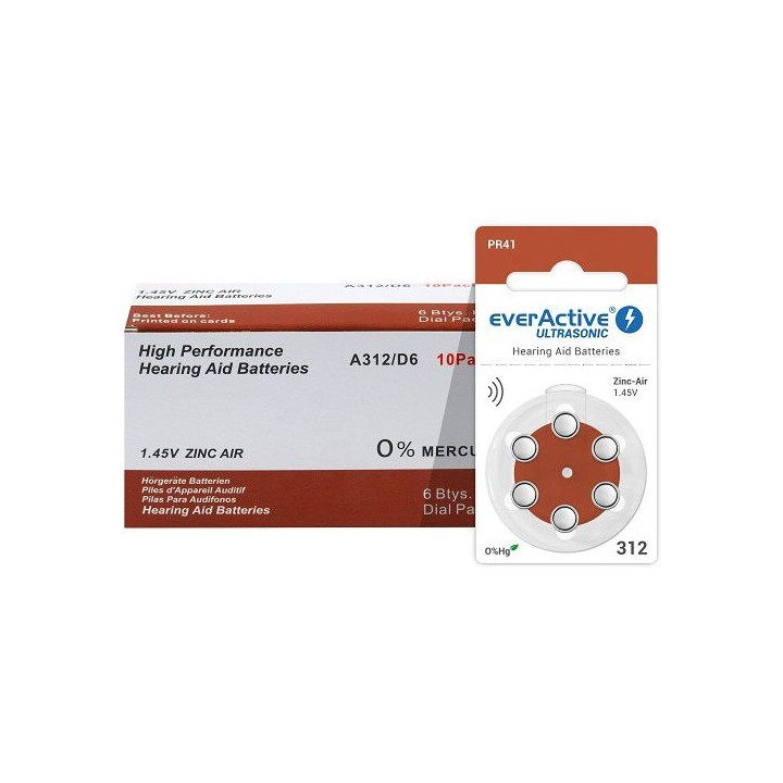 everActive Ultrasonic 312 PR41 Zinc-Air, 60pc