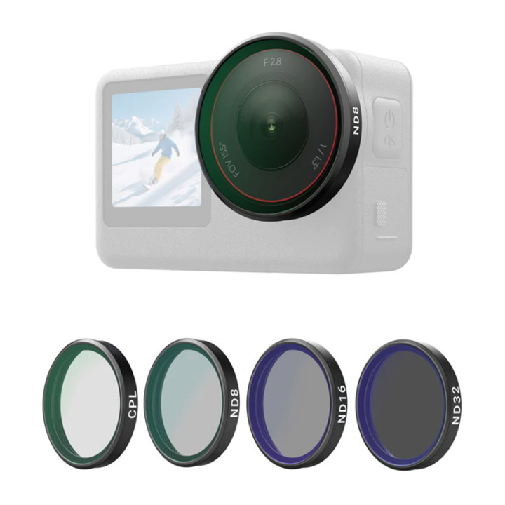 Telesin CPL/ND8/ND16/ND32 filtrikomplekt DJI Osmo Action 6 jaoks (4 tk).