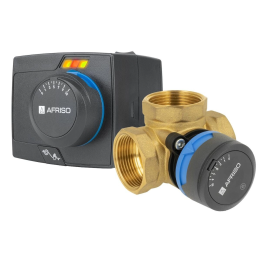 AFRISO ARV 485 + ARM 343 komplekt: 4-suunaline segamisventiil koos täiturmehhanismiga, DN32, Rp 1 1/4", Kvs 18, 230 V, 6 Nm, 120