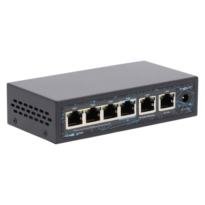 VidiLine VIDI-F0420F-EXT PoE slēdzis 4 porti 60W
