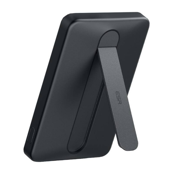 ESR Qi2 MagSlim 5000 mAh magnētiskā jaudas banka ar statīvu (melns)