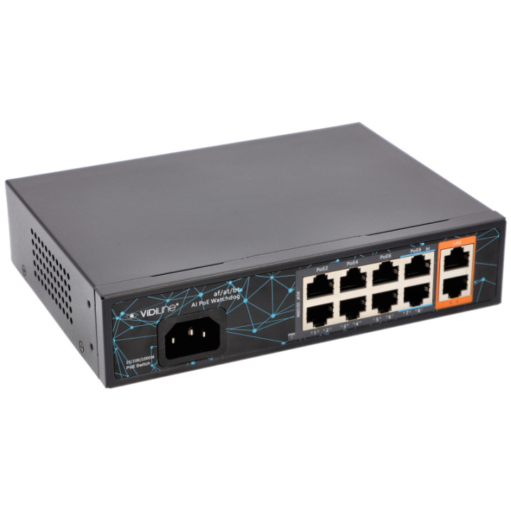 VidiLine VIDI-F0820GBL_V2 8 portu PoE slēdzis 120W