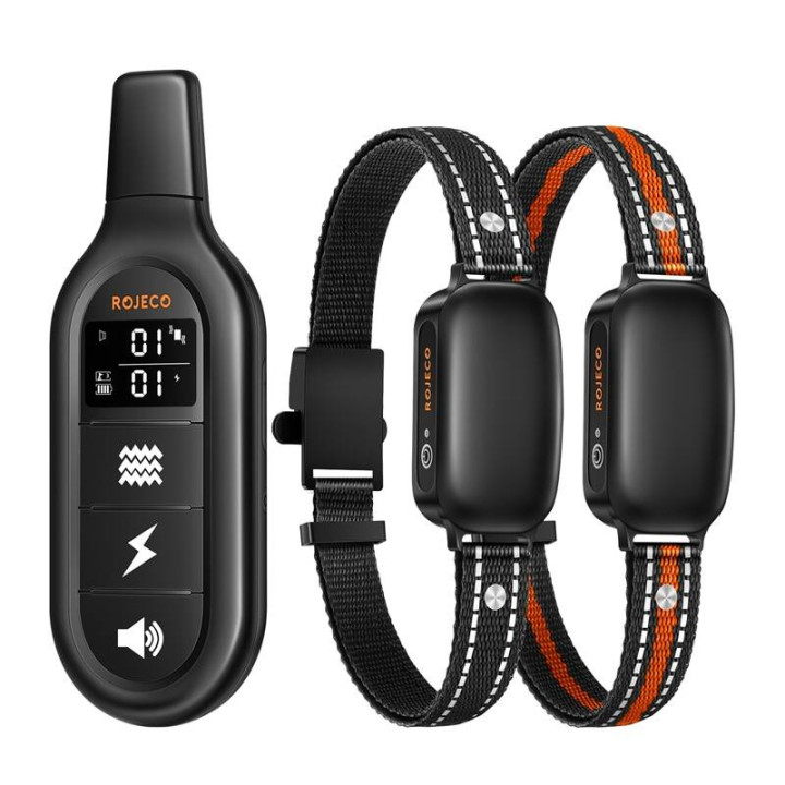 Rojeco PD521 1000m Dog Training Collar with 2 Collars (Black)