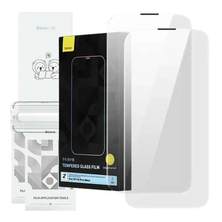 Rūdīts stikls Baseus Corning iPhone 14 Pro ar iebūvētu putekļu filtru