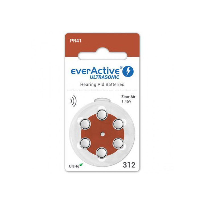 everActive Ultrasonic 312 PR41 1.45V Zinc Air Hearing Aid batteries