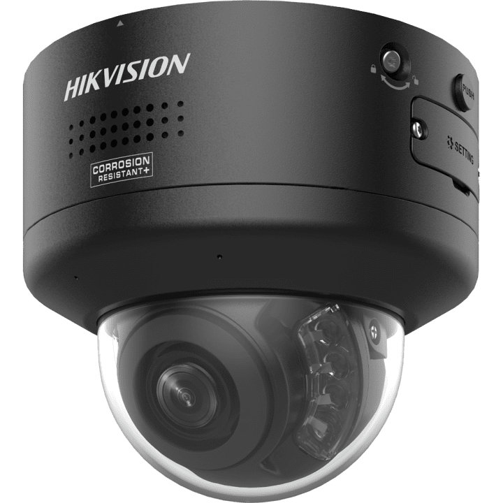 HIKVISION PRO DS-2CD2767G3-LIPTRZS2UY/SRB(2812)BLK 6MP āra kupola IP kamera ar PoE, IP67, dubultapgaismojumu, 2.8-12mm varifokāl