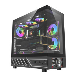 DarkFlash DS950V kompiuterio dėklas su ekranu (juodas) + 6 ventiliatoriai
