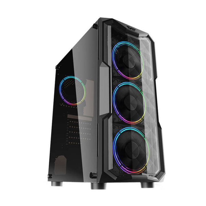 darkFlash Aquarius Acrylic Mid Tower Case - Black, ATX, 8 Fans
