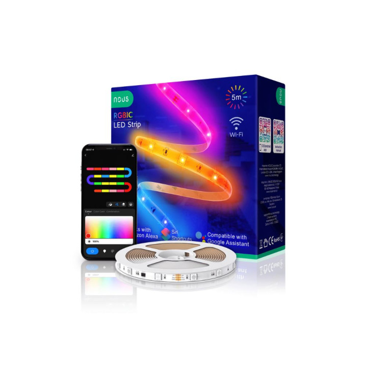Nous F4 smart Tuya Wi-Fi RGBIC (почиповое управление) Светодиодная лента, 5 метров