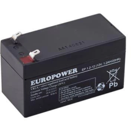 EUROPOWER EP 1,2-12 – AGM baterija 12 V, 1,2 Ah, tarnavimo laikas 6–9 metai