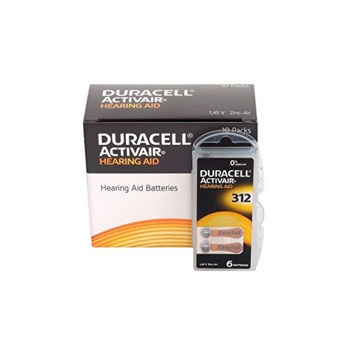 10x set: Duracell Activair 312 PR41 312AU 312DS 312HPX A312 AC312 DA312 HA312 PR312H PR 41 ZA312 1.4V Zinc-Air Hearing Aid Batte