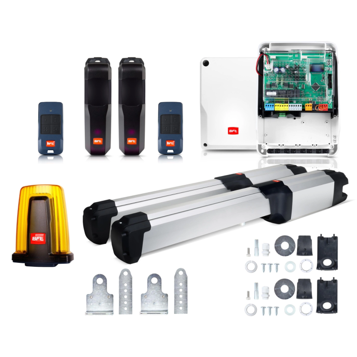 BFT PHOBOS BT B25 KIT swing gate operator LED lamp with antenna 2 remote controls photocells up to 2.5 m 400 kg