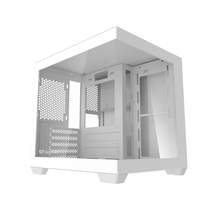 darkFlash C275P White M-ATX Mini Tower Case, Tempered Glass