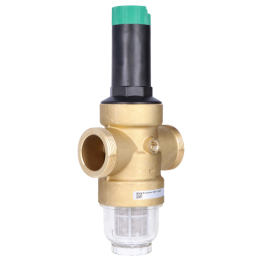 Resideo Braukmann Pressure Regulator, with union connections, 1 1/2 inch, with pressure gauge 0–10 bar