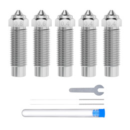 ELEGOO Neptune 4 Plus / 4 Max rūdīta tērauda sprauslu komplekts (0,4 mm x3, 0,6 mm x1, 0,8 mm x1)