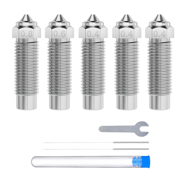 ELEGOO Neptune 4 Plus / 4 Max rūdīta tērauda sprauslu komplekts (0,4 mm x3, 0,6 mm x1, 0,8 mm x1)