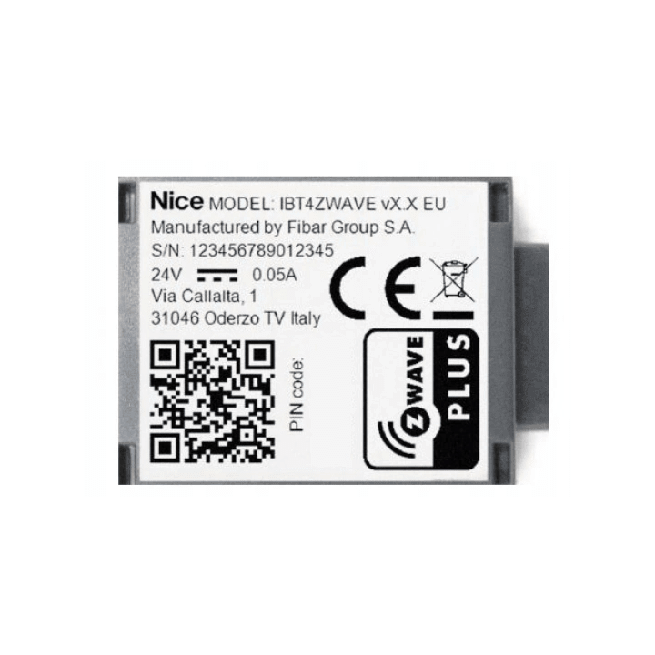Interface Nice IBT4ZWAVE for home automation control using Z-Wave technology