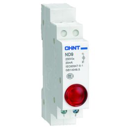 LED indikators ND9-1 230V sarkans DIN