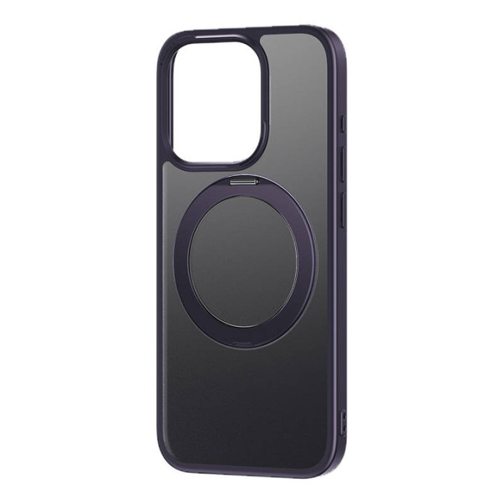 Tālruņa maciņš ar statīvu Baseus SkyRing 360° priekš iP 14 Pro + rūdīts stikls un tīrīšanas komplekts (violeta)